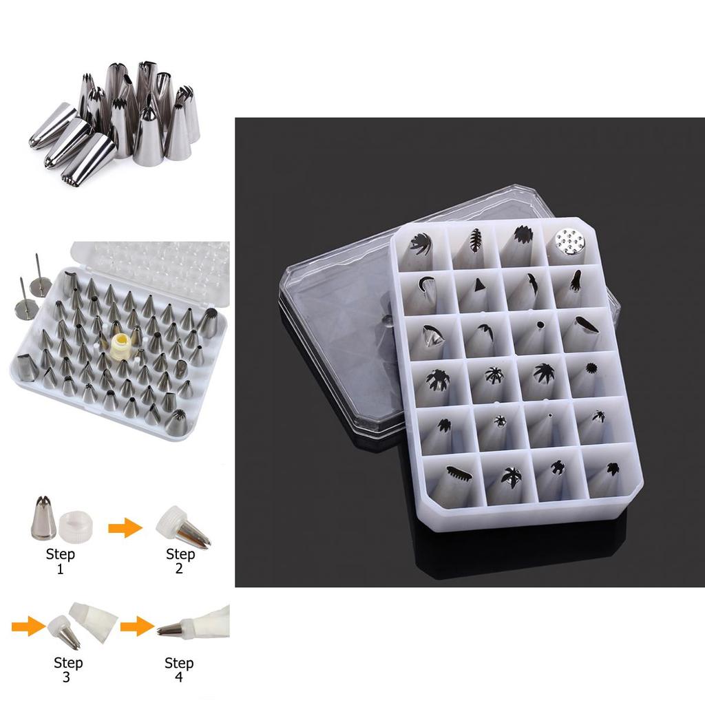 Stainless Steel Piping Tips Set For Cake Decorating With Reusable Bags For Baking Enthusiasts
