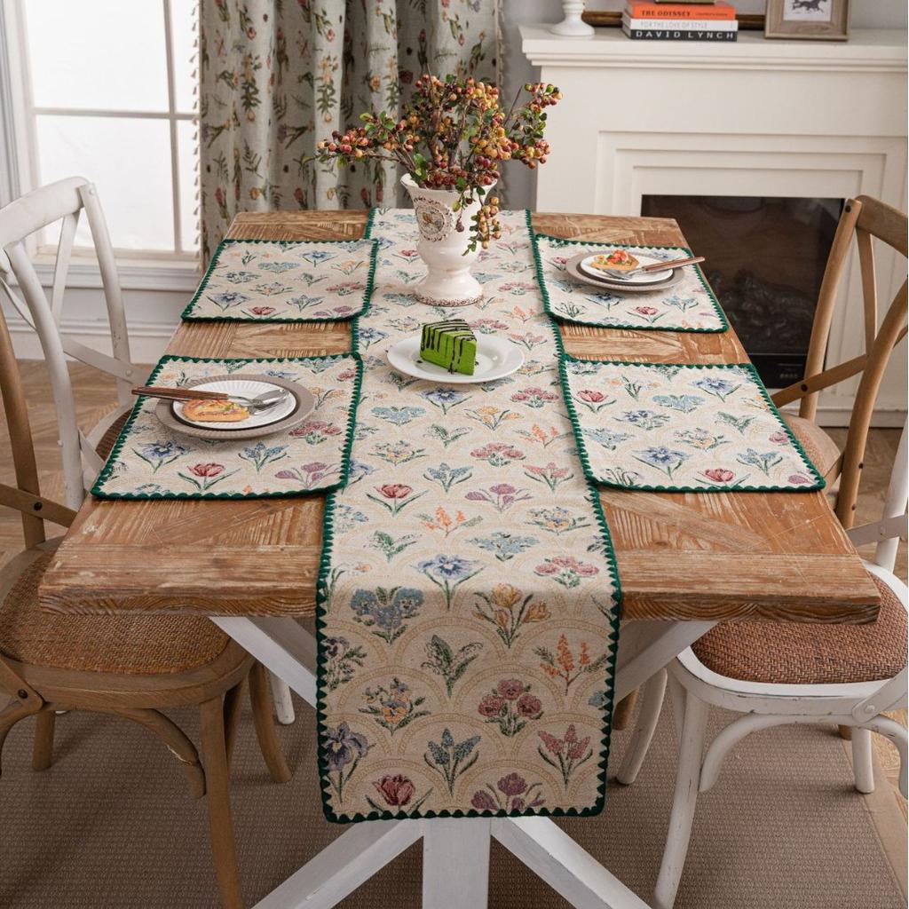 Dining Table Cotton  Linen Table Runner with Tassels