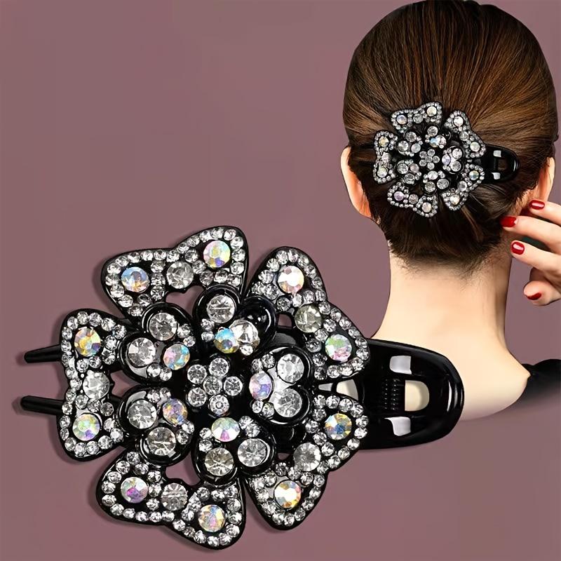Resin Rhinestone Clip Elegant Fixed Headdress Hairpin Large Duck Clip Women Elegant Barrettes