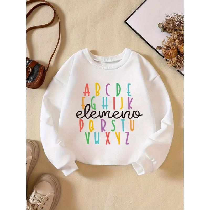 Kids Sweatshirt Creative Letter Pattern Fashion Casual Round Neck Sweatshirt Suitable for Daily Party Vacation Gift