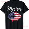 Womens Patriotic Merica Flag Lips 4th of July Cute Graphic T Shirt Vintage Washed Fashion Designer Clothes Streetwear Soft