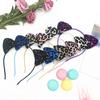 Leopard Pattern Cats Ear Headband for Women and Girl Costume Hairhoop Music Festival Holiday Party Gathering Hairband