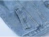 Retro Blue Denim Women's Plus Size Jacket - Trendy BF Style Top