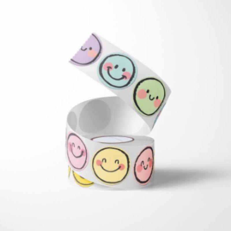500pcs Colorful Smile Face Paper Labels - Round, for Classroom,Learning Rewards, Gift Tags, Office Gift Packaging,Playful Design