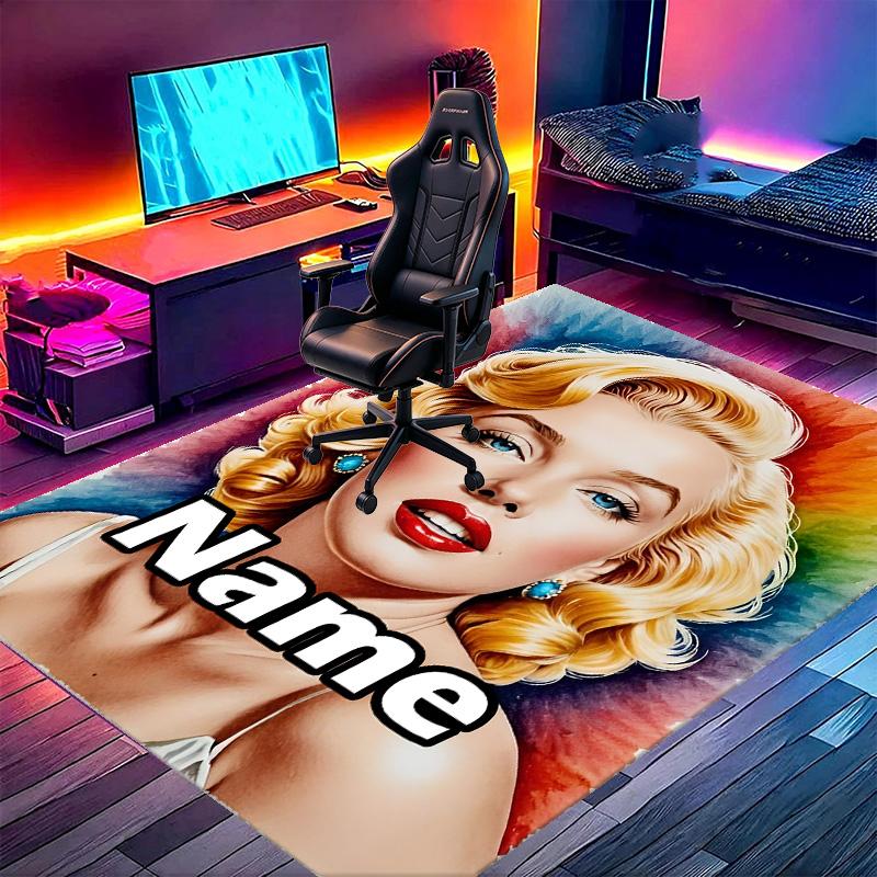 Custom Name Personalized Marilyn Monroe Print Carpet, Versatile Home Decor Rug, for Playroom, Apartment, Balcony, Entryway, Hallway Gift