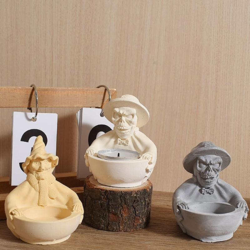 Reusable Silicone Skull Candle Mold Home Decorating Crafting Tool Silicone Texture for Halloween Party Supplies