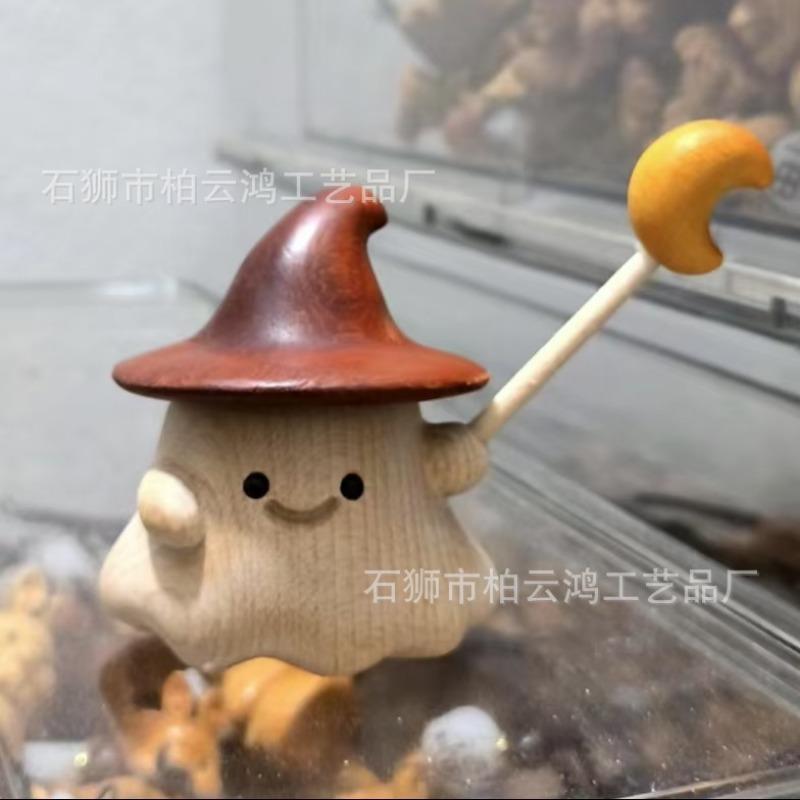 

Wooden crafts Halloween cute ghost ornament creative middle finger provocative ghost home decoration