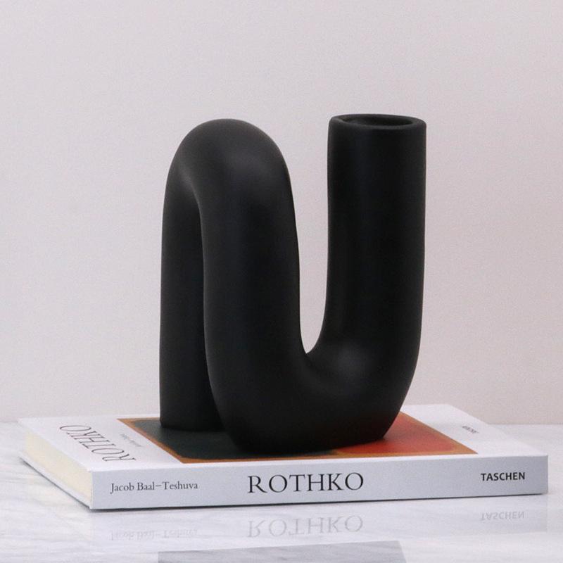 Simple Modern Electroplated Metal Decorative Ball Creative Blue and White Twisted Flower Arrangement Ornaments S-shaped Elbow Model House Accessories