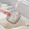 Water Ripple Transparent Fruit Plate with Bamboo Handle
