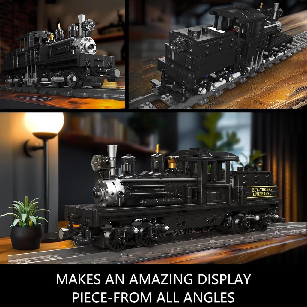 MOULD KING 12032 Technical Car Toys Remote Control Shay-type Steam Locomotive Model Assembly Train Brick Toys Kid Christmas Gift