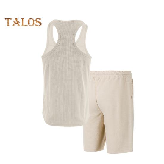 2 stk/sett Herre Sportsklær Vaffelstoff Ensfarget O-hals Ermeløs Vest Elastisk Midje Vide Ben Shorts Dress Fritidsklær