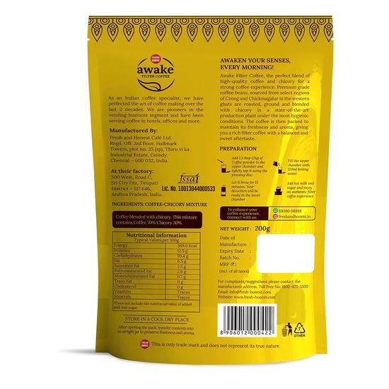 Fresh & Honest Awake Filter Coffee Powder 70: 30 Blend, 200G, Packet