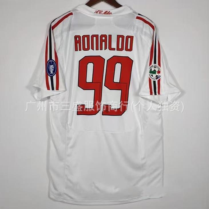 Wholesale sports outdoor retro series AC Milan jersey No. 22 Kaka No. 80 Ronaldinho same football jersey short sleeves
