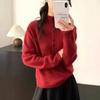 New Autumn and Winter Half-button High-neck Sweater for Women, Thick Long-sleeved, Fashionable and Versatile Base Knitted Sweater