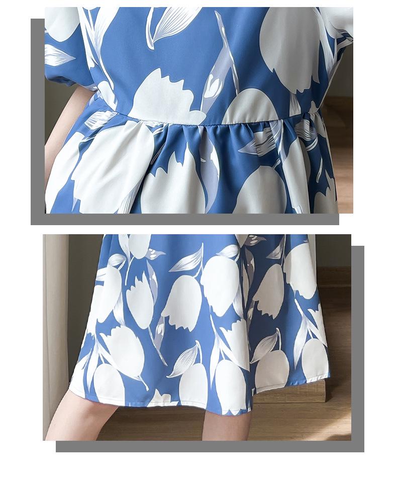 Women's 2023 Mid-Length French Fashion Puff Sleeve Print Dress