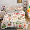 3D Frohe Weihnachten King Queen Bettwäscheset Kinder Cartoon Weihnachtsmann Schneemann Rentier Bettdeckenbezug XMAS Bettbezug Polyester Steppdecke