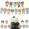 Meow Cat Birthday Party Cake Toppers and Bunting Streamers for Dessert Table Decoration