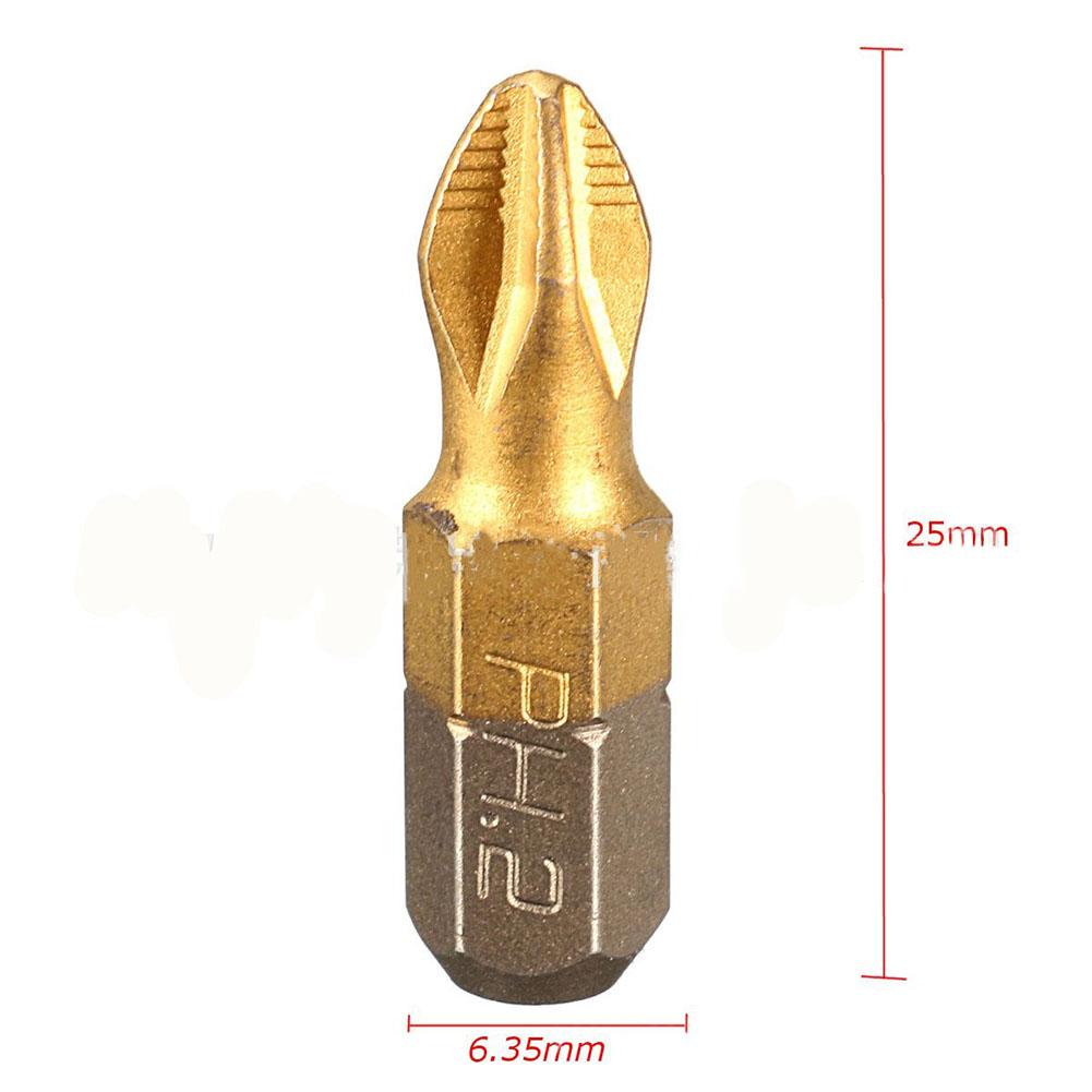 10pcs PH2 Screwdriver Bits 25mm 1/4 Inch Shank Titanium Coated Screwdriver Bits Electric Drill Bit for Power Tools