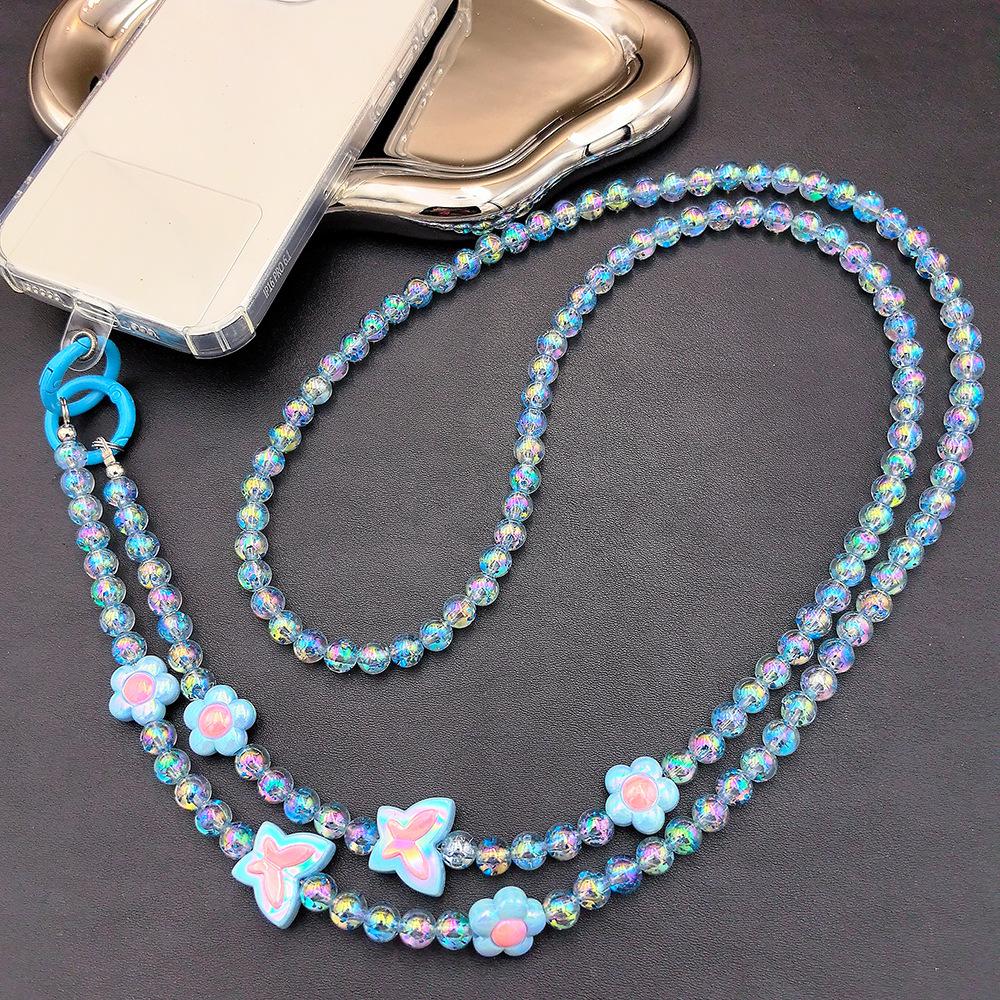 

Butteryfly & Flower Phone Case with Crossbody Chain Strap синій