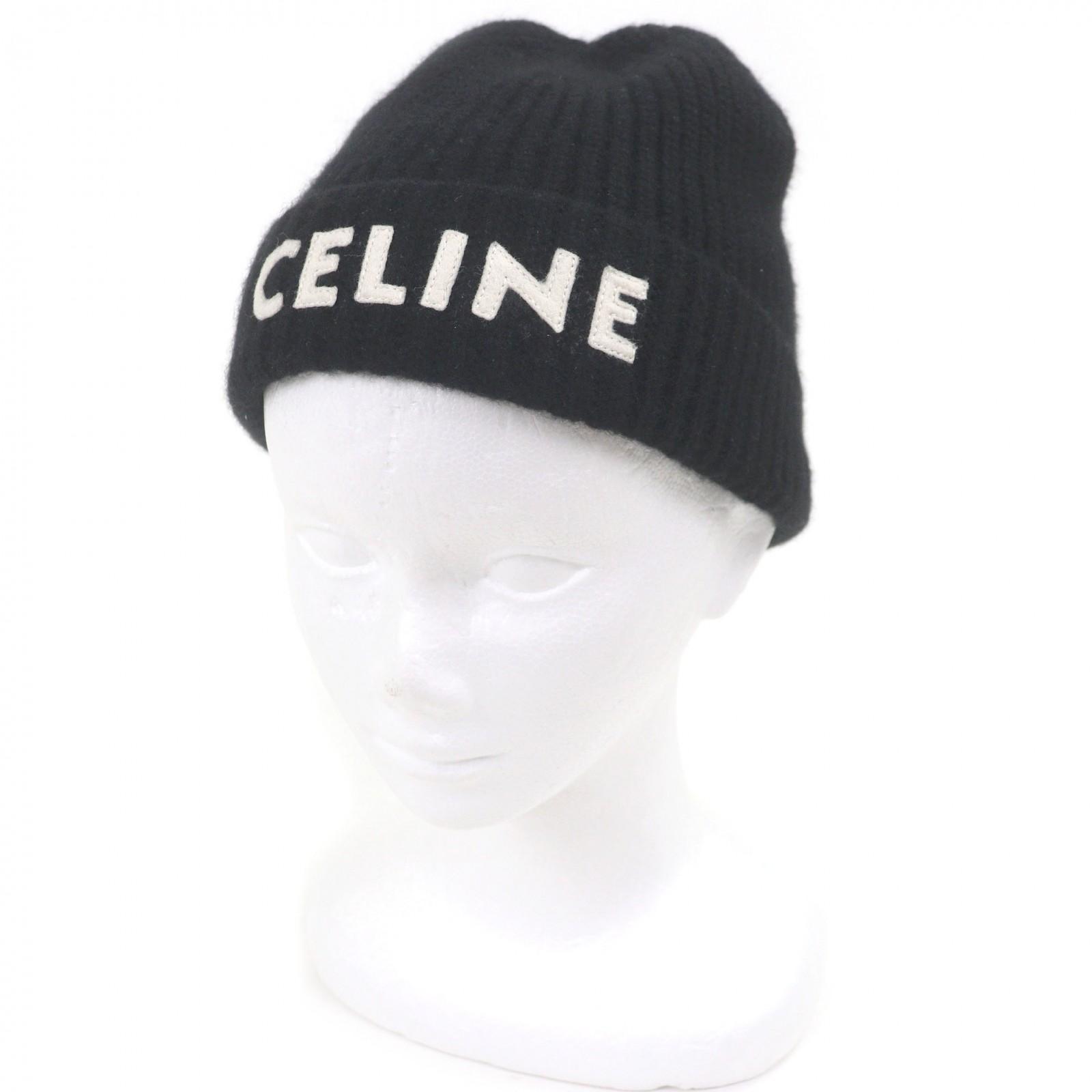 

Excellent CELINE Knit cap logo black cashmere mens 2A45T207O Used