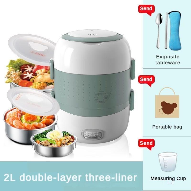 270W 2L Insulated Plug-in Electric Lunch Box Single and Double Layer Convertible Bento Boxes Heating Heating Steaming and Cooking Hot Rice Equipment