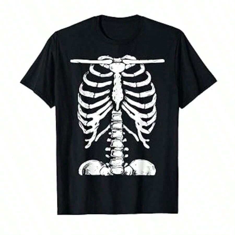 The Most Popular Skull Halloween Costume, The Chest Dissection T-shirt, Is Suitable for Men To Wear In Short Sleeves