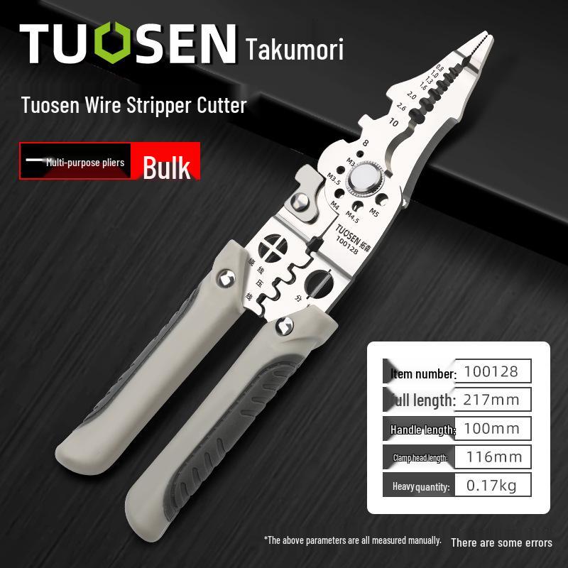 Tuosen Multi-Functional Nickel-Iron Pliers: 6-inch & 8-inch Angled Jaw Wire Cutters for Electricians