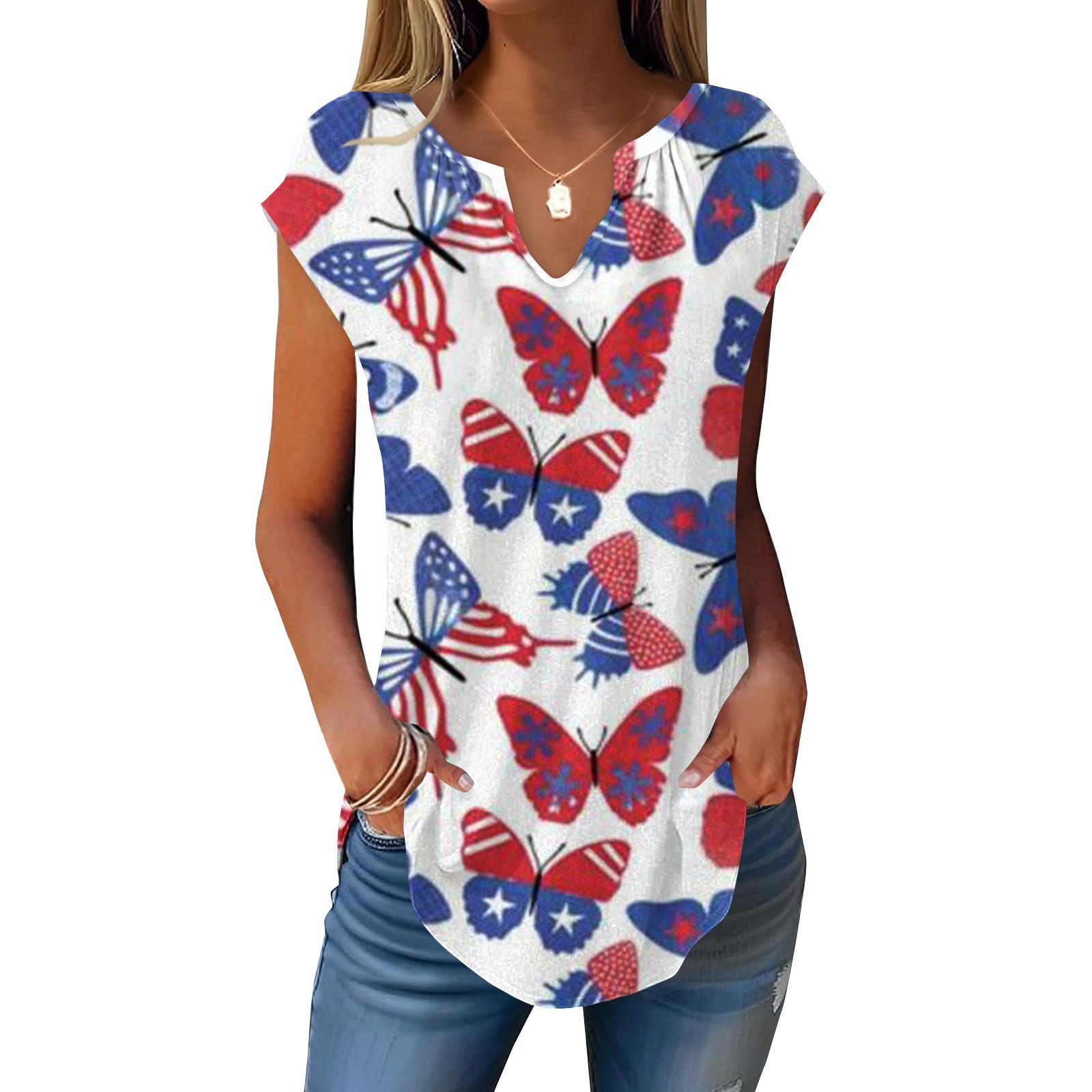 

Летние футболки с короткими рукавами для женщин, модные свободные повседневные нарядные туники с V-образным вырезом, плиссированные топы на бретелях XXL