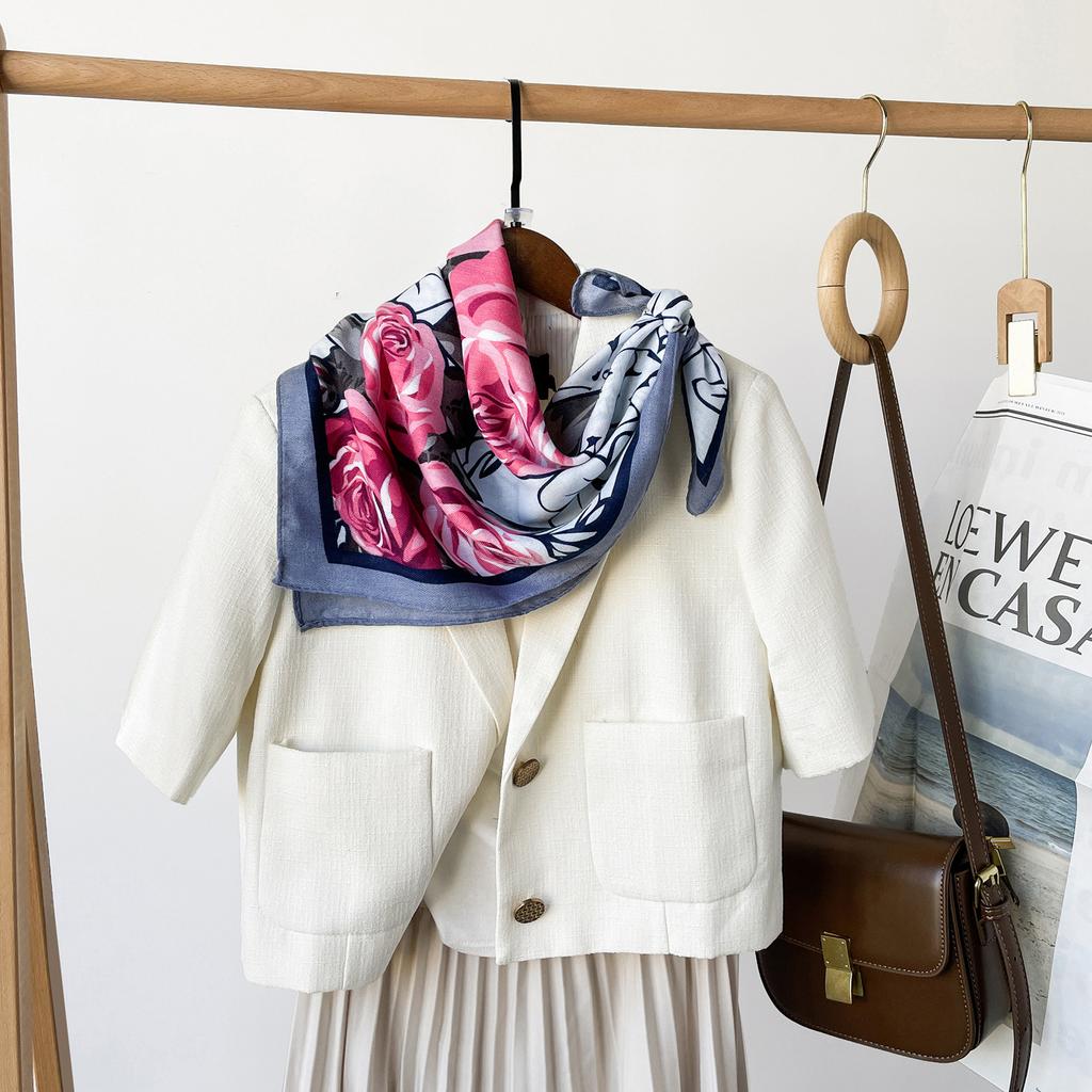 Spring And Summer Satin Long Scarf For Women Sunscreen Shawl Fashionable Beauty Scene Satin Long Scarf Versatile Travel Scarf