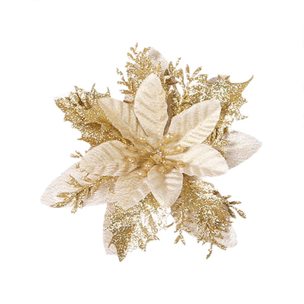 

Christmas Ornament Glittery Openwork Leaf Flower Diy Wreath Rattan Circle Decor золотой