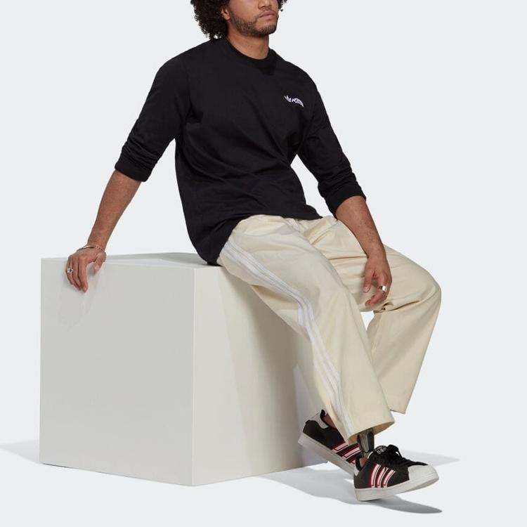 Adidas Originals Trefoil Solid Color Back Logo Long Sleeve T-Shirt Men Tops Black HT1660