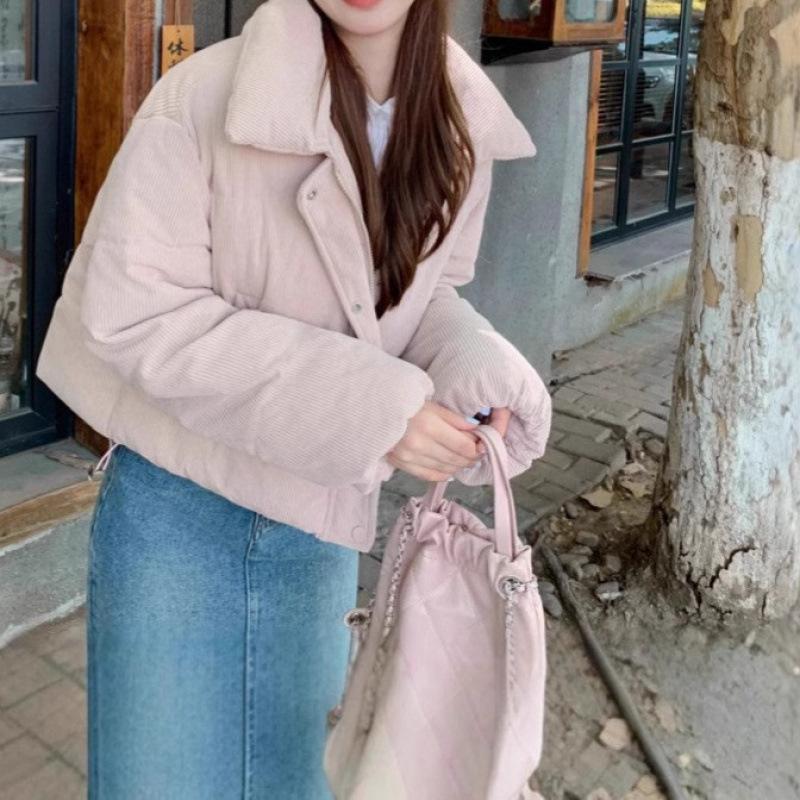 Cotton Corduroy Jacket Winter Latest Short Style Thickened Student Cotton Jacket for Women