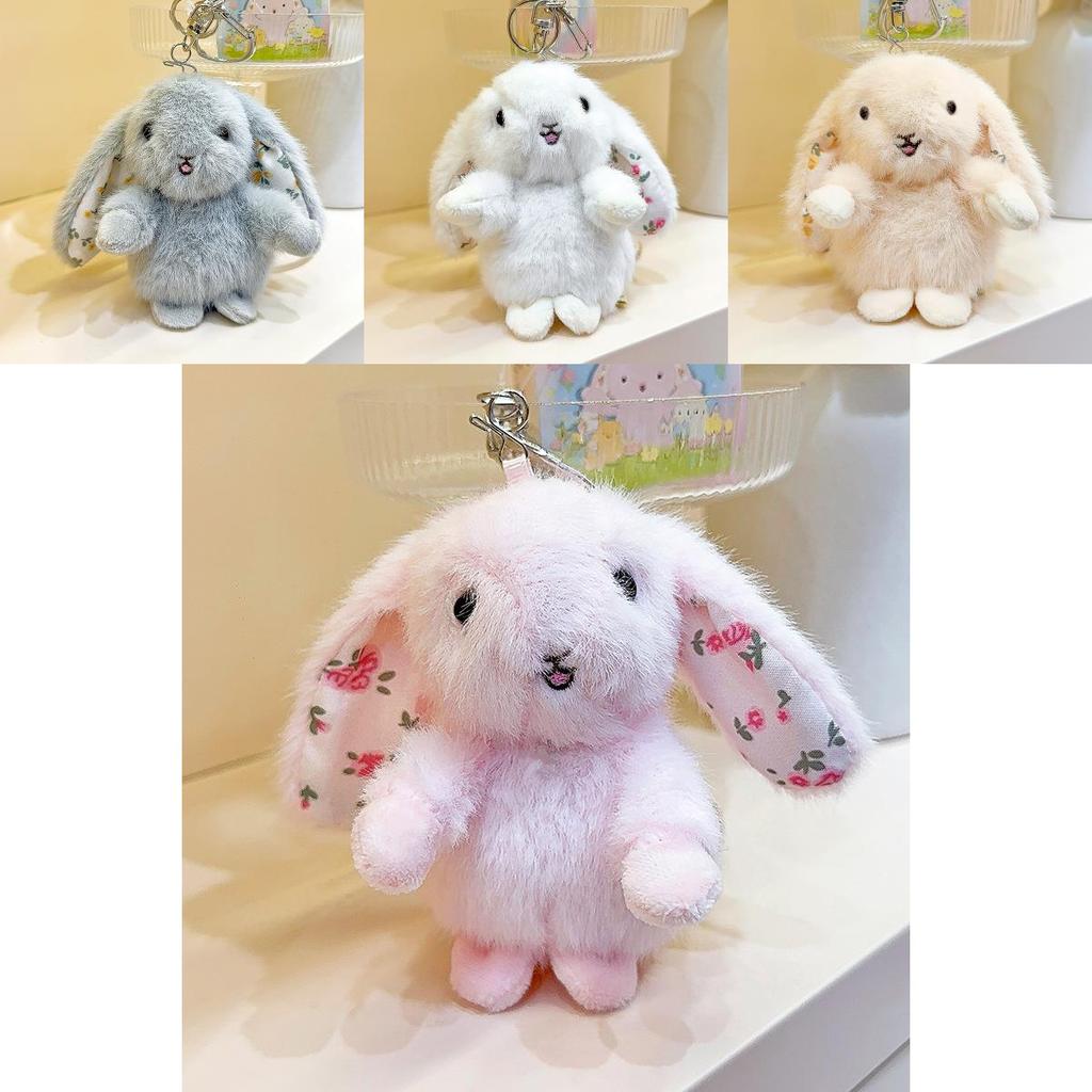 Garden Style Longeared Rabbit Plush Keychain With Soft Material For Gift And Decor