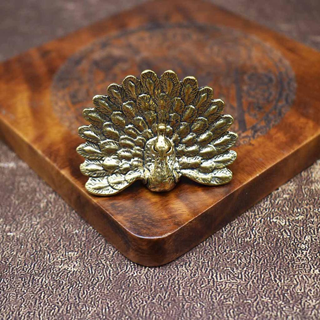 Mässing Påfågel Staty Vintage Djurfigur Bordsdekoration Hantverk Heminredning