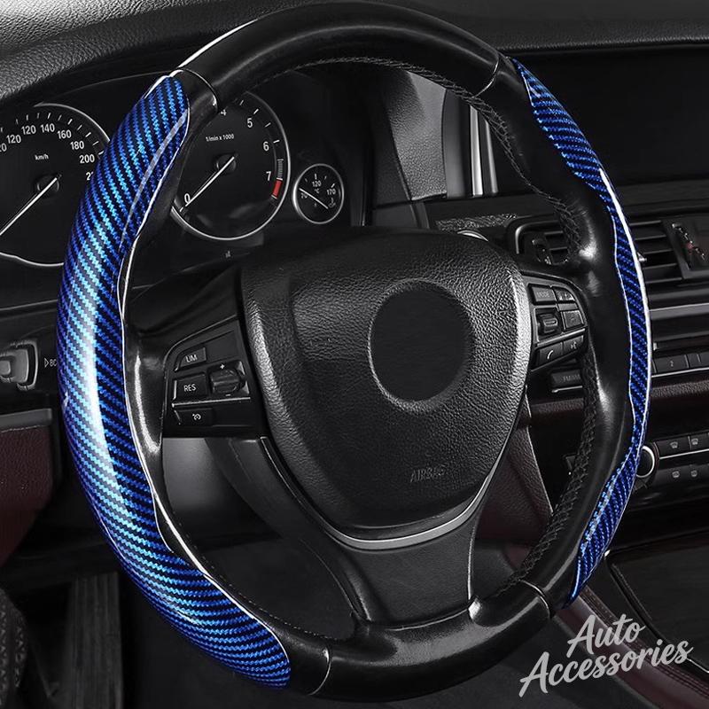 QRPZ1 2PC Car Carbon Fiber Steering Wheel Cover Anti Slip Auto Accessories For BMW M Sport M2 M3 M4 M5 E46 E90 E60 F10 F30 E39 E36 F20