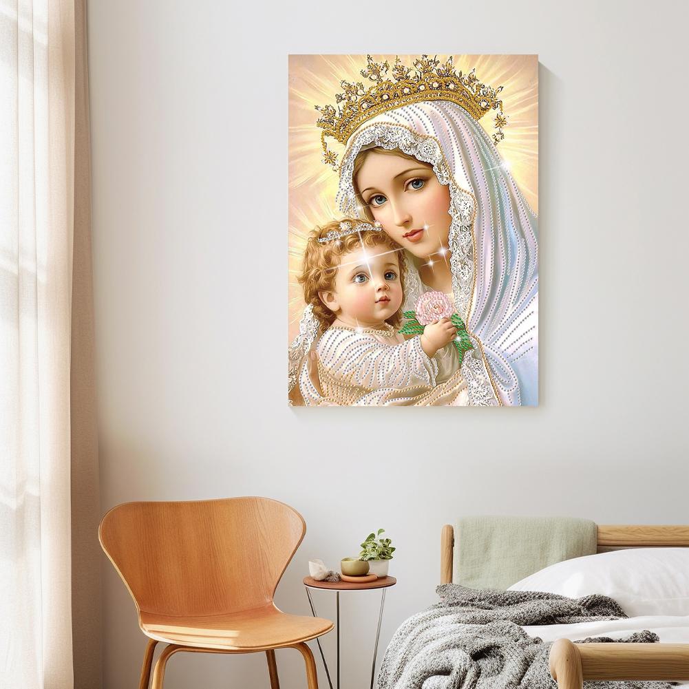 Virgin Mary Partial DIY 5D Special Shaped Drill Gem Art for Adults/Beginners Home Decor Diamond Art Painting C9C4