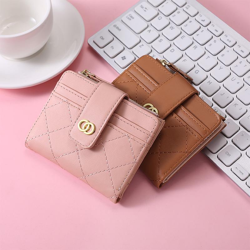 2024 Spring Women's High-End Zipper Coin Purse: Short Solid Color Wallet & Card Holder