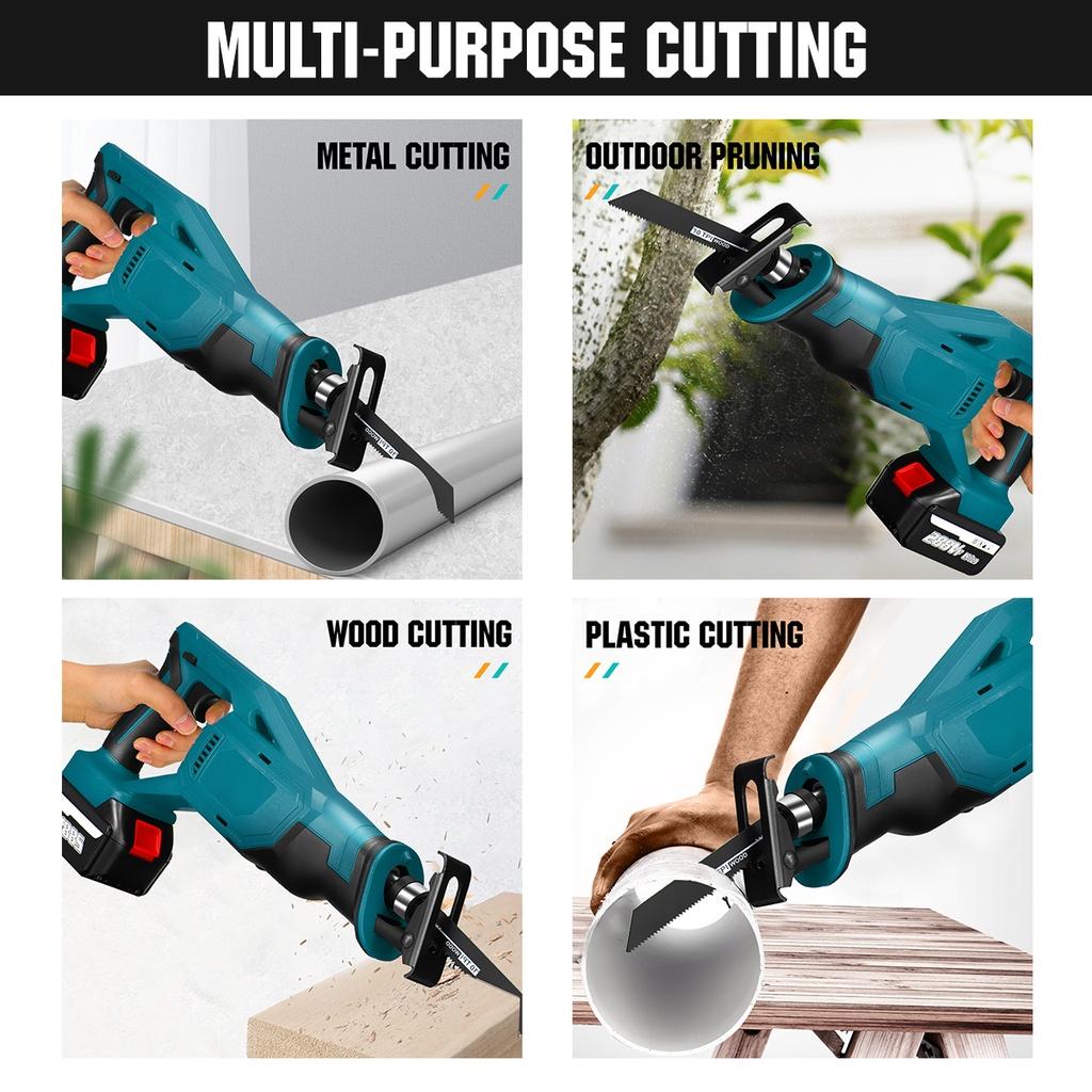 Fierăstrău Reciproc Fără Fir 3000W 288VF Viteză Variabilă Unealtă Electrică de Tăiat Metal Lemn cu Baterie