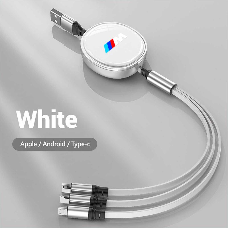 100W Data Cable 3 in1 Fast USB Cable Retractable Charging Line Micro USB Type C Charger Cable For BMW M E36 E39 E93 G20 G21 X6