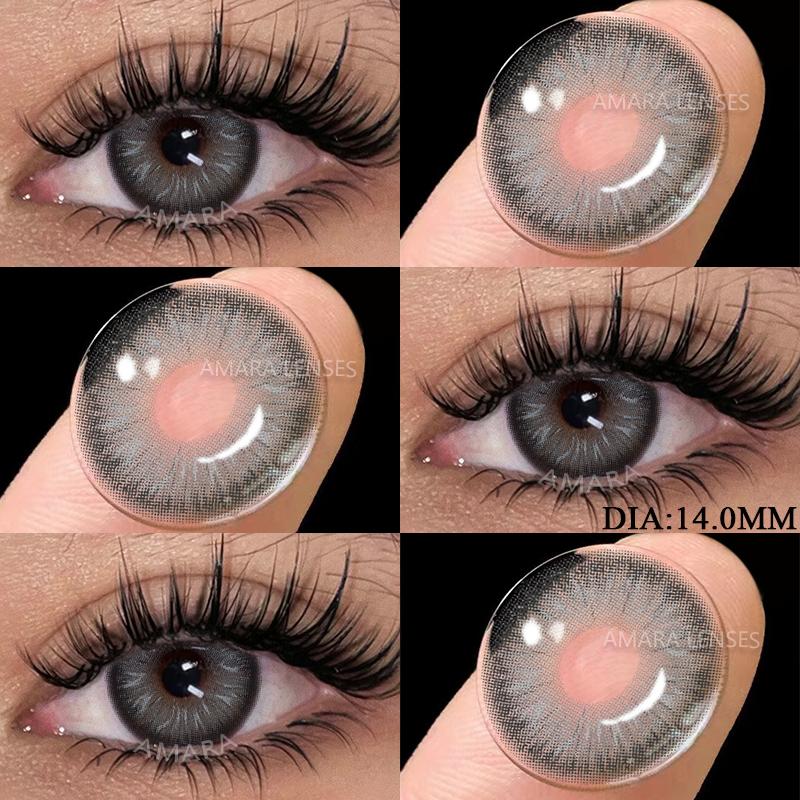 AMARA 1 Pair Natural Brown Big Eyes Contacts Cosmetics Green Eye Color Lens Gray Lenses for Woman