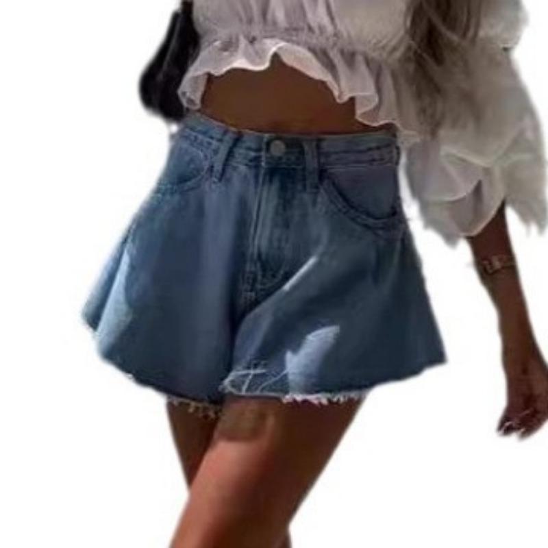 Summer Women Denim Shorts Loose Fashion Elegant Casual Simple Short Pants Hight Waist Sweet Simple Streetwear Denim Short Trousers
