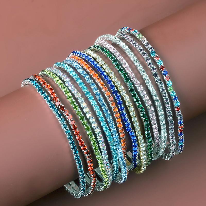 5pcs Fashion Crystal Rhinestone Stretch Bracelet For Women Elastic Wristband Wedding Bracelets Daily Female Zircon Accessories