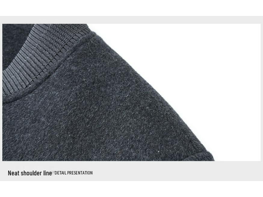 Men's Winter Wool Blend Stand Collar Short Jacket, Middle-Aged Casual Warm Thick Coat