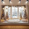 1pc Winter Window Scene Background with Snow-covered Trees, Elegant Snow Window Pane Design, Christmas, New Year