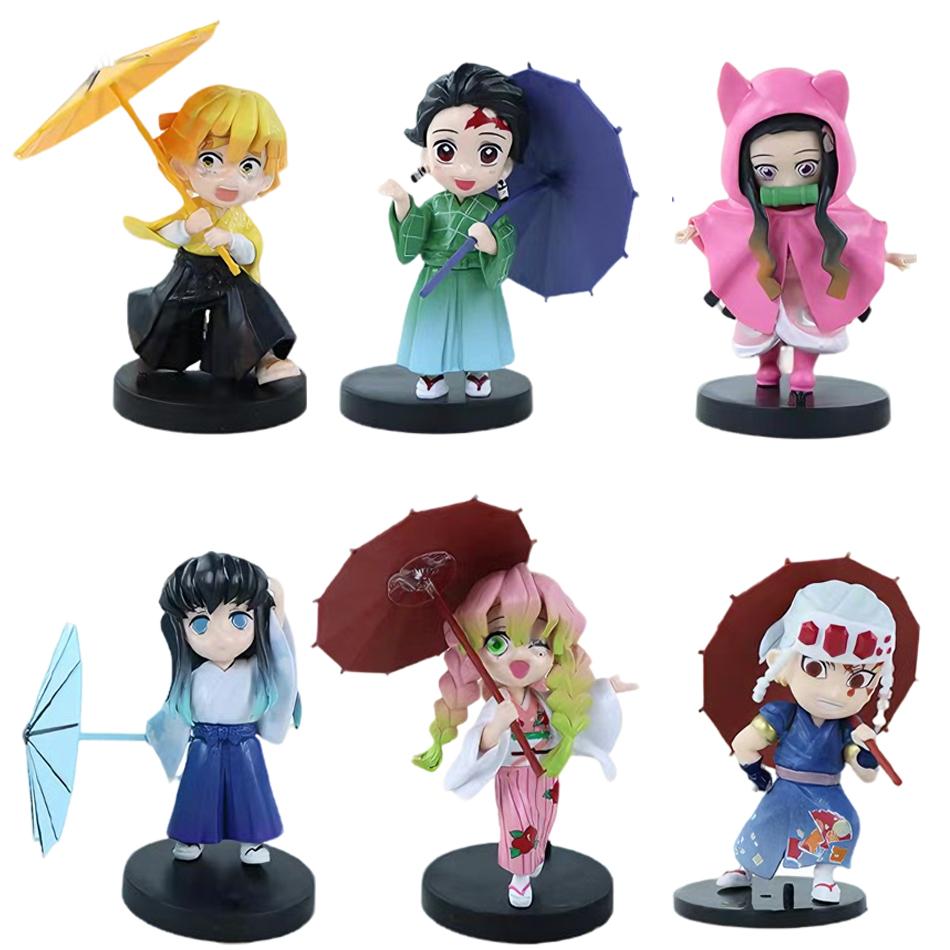 In Stock 12cm Kawaii Demon Slayer Plum Rain Series with Box Handmade Model No Yaiba Kamado Nezuko Action Figure Ornament Gift