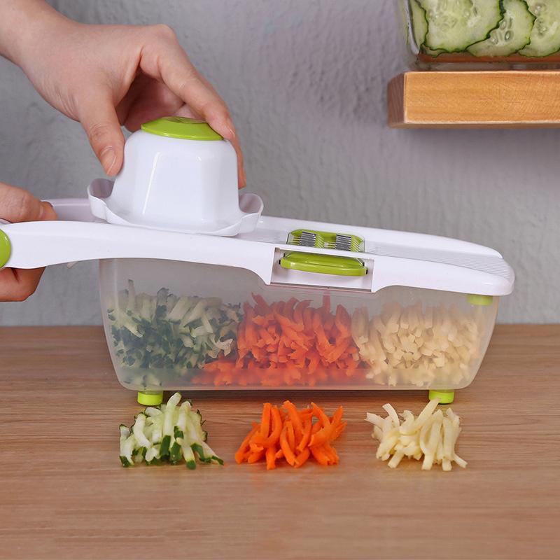 Stainless Steel Manual Vegetable Cutter, Kitchen Slicer, Interchangeable Blades, Mandoline Potato Peeler, Carrot Grater, Dicer,