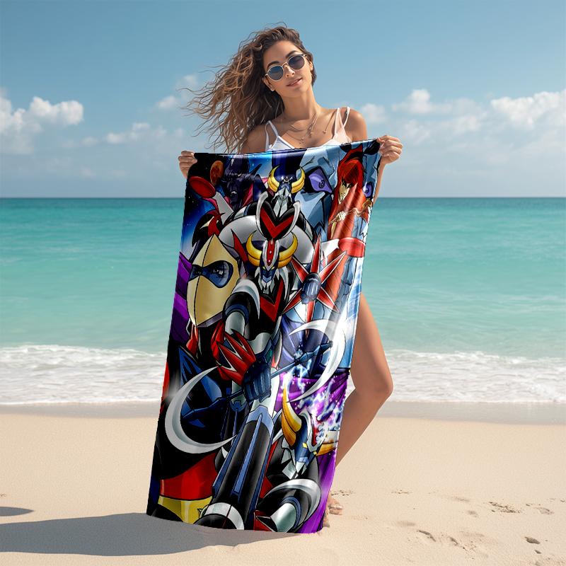 1pc UFO Robot Grendizer10 Beach Towel, Comfortable and Thick, and Swimming/Bath/Picnic/Camping Towel, Suitable for Seaside Beaches