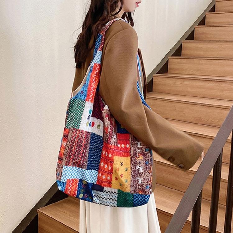 Aesthetic Canvas Toted Bag with Inner Pocket for Women Girls Reusable Grocery Cloth Bag with Pattern for Shopping, Gym