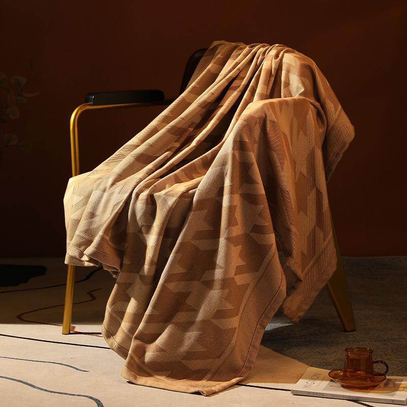 Geometric Jacquard Knitted Blanket Bed Sofa Decorat Outdoor Camping Blanket Plaid Bedspread Tapestry First Class Aviation Blanket Air Condition Quilt