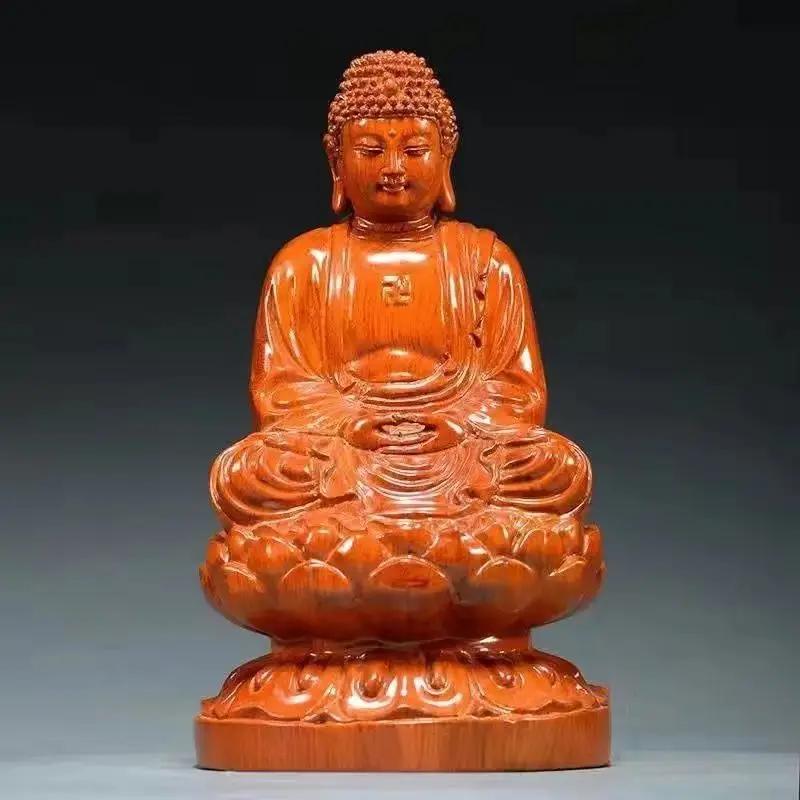 Ebony Carving Buddha Statue Office Decorations Sculpture Home Furnishing Living Room Decoration Wooden Sculpture Holiday Gifts